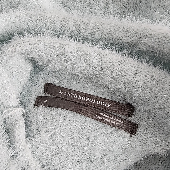 Anthropologie The Thea Long-Sleeve Eyelash Twofer Sweater Dress Size Medium Blue - Picture 4 of 11